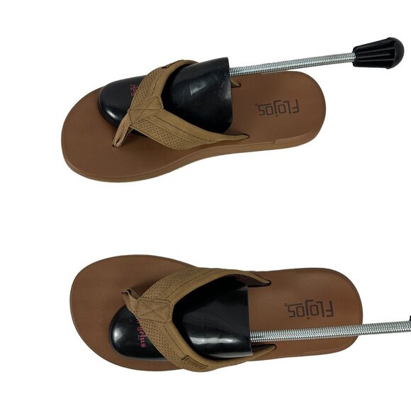 Flojos Men's Size 11 Flip Flops Brown Synthetic Upper & Textured Sole - Picture 2 of 6